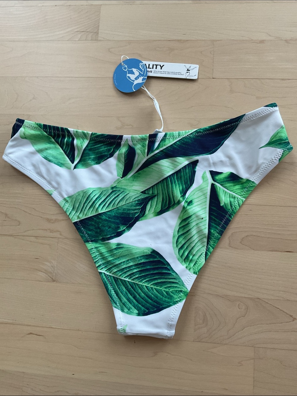 Cupshe Women's Green Leaf Print Bikini Bottom - - Picture 3 of 8